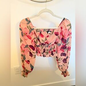 Floral Print Smocked Blouse.